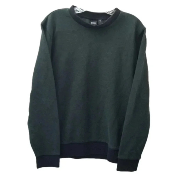 HUGO Boss Black Green Crewneck  Cotton L - Picture 1 of 11